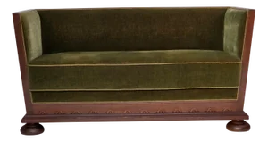 Danish 2-Seater Sofa in Green Furniture Velour and Oak, 1950s