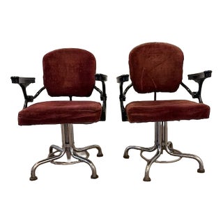 Mid-Century Red Barber Chairs, Set of 2 For Sale
