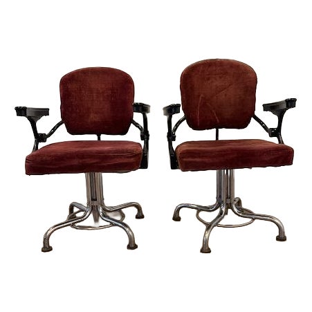 Mid-Century Red Barber Chairs, Set of 2 For Sale