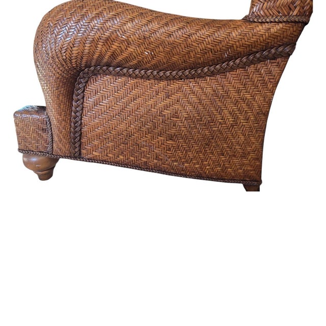 Henry Link Henry Link Coastal Woven Rattan Sofa For Sale - Image 4 of 7