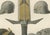 19th Century After Rivaud, Medieval Helmets and a German Sword, 1851, Chromolithograph For Sale - Image 5 of 9