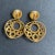 1990s Vintage Gold Tone Filigree Earrings Clip-on Dangle Drop 90s Statement Jewelry For Sale - Image 5 of 9