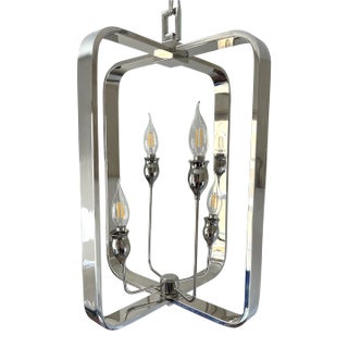 Modern Polished Nickel 4-Light Chandelier For Sale