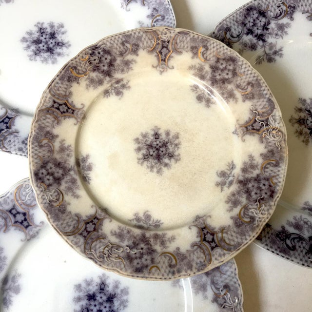 1900s Wood And Son Keswick Purple Plate Collection 4 Pieces