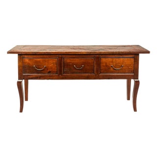 Antique French Three Drawer Cherry Console / Server, 19th Century For Sale
