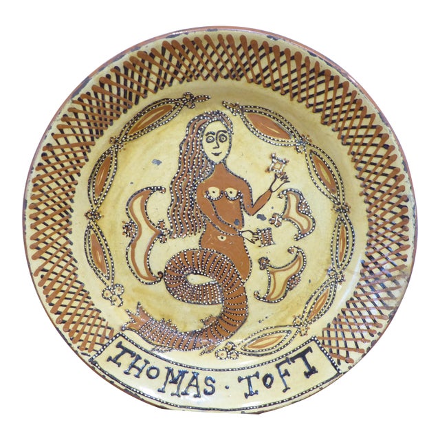 Antique Thomas Toft Large Round Ceramic Platter For Sale