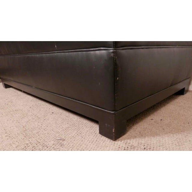 Mid 20th Century Tufted Large Black Leather Ottoman For Sale In New York - Image 6 of 8