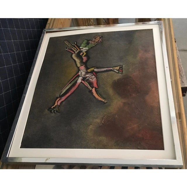 Metal 'Leaping Figure" Surrealism in Acrylic For Sale - Image 7 of 9