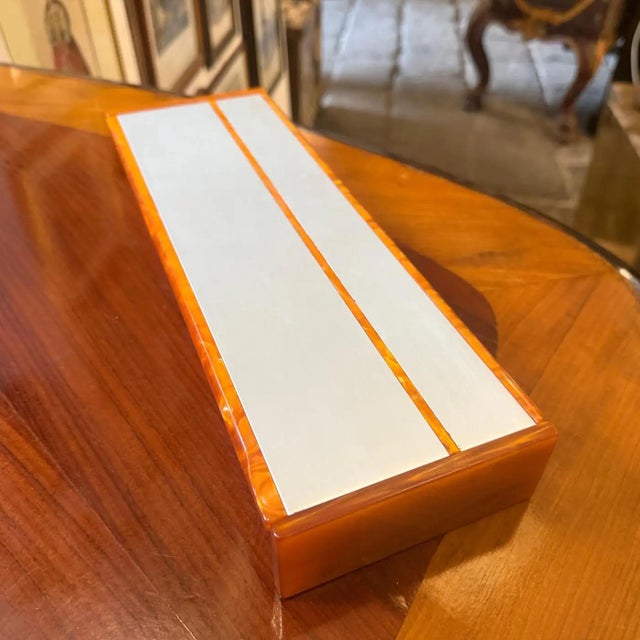 1970s Mid-Century Modern Aluminum, Faux Tortoiseshell Lucite Italian Jewelry Box For Sale - Image 11 of 12