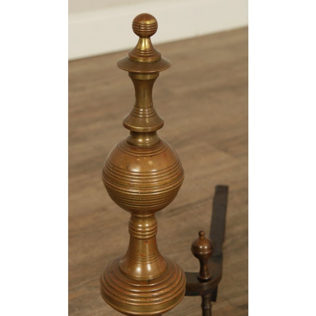 Metal Antique Victorian Style Brass Andirons - A Pair For Sale - Image 7 of 13