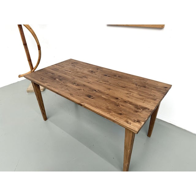 Small Vintage Farmhouse Table with Tapered Legs in Pine, 2010s For Sale - Image 6 of 15