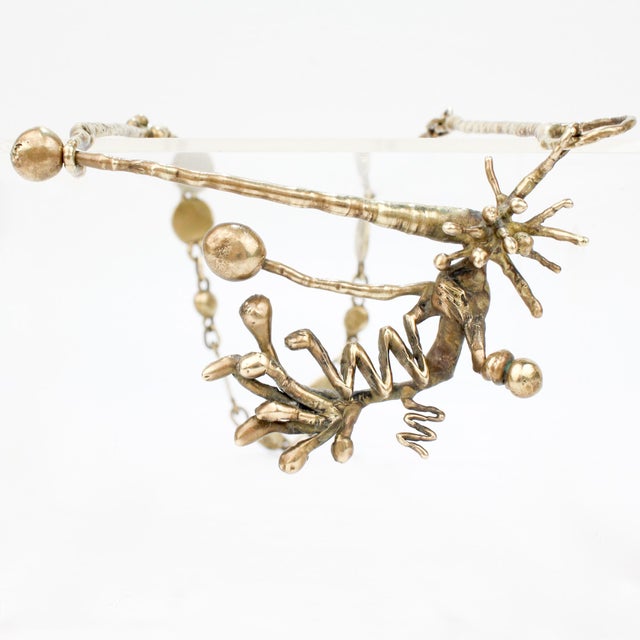 Mid-Century Modern Brass Brutalist Necklace For Sale - Image 12 of 12