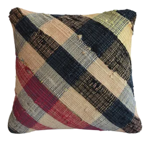 16" Vintage Handmade Ragrug Rug Pillow Cover Turkish Kilim Throw Pillow - 16" X 16"