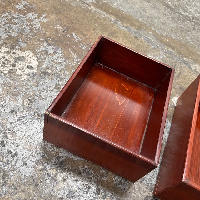 Vintage Red Finish Wood Nesting Tray Boxes, Set of Four For Sale - Image 12 of 12
