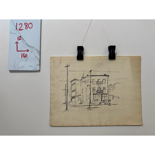 Henry Emil Salloch Original Drawing on Paper City Corner, 1930's For Sale In Atlanta - Image 6 of 6