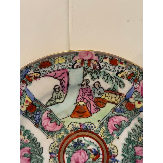Japanese Vintage Japanese Famille Rose Style Decorative Porcelain Plate With Figural Scenes For Sale - Image 3 of 9
