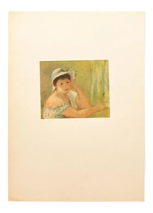 1944 "Portrait of a Woman" Vintage Offset Lithograph After Auguste Renoir