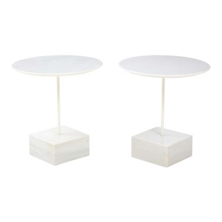 Ettore Sottass Primavera Carrrara Marble Side Tables - A Pair For Sale