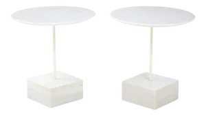 Ettore Sottass Primavera Carrrara Marble Side Tables - A Pair