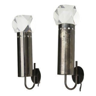 Brass and Acrylic Glass Wall Lights by Gaetano Sciolari for Sciolari, 1970s, Set of 2 For Sale
