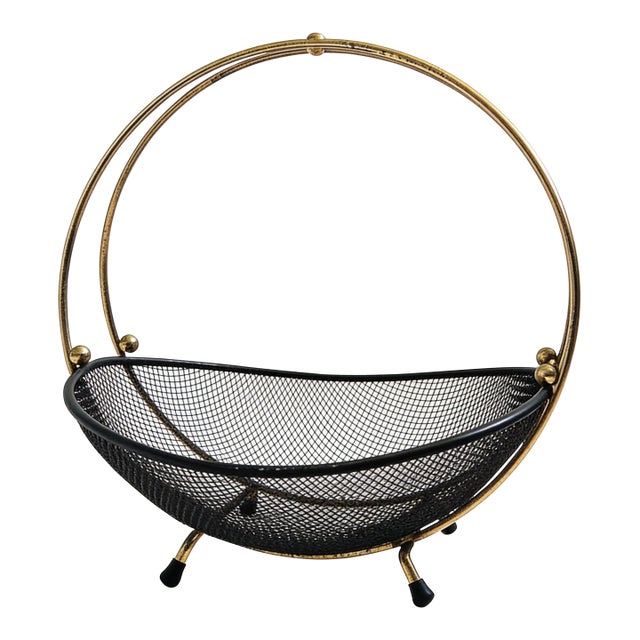 MCM Brass and Mesh Circular Fruit Basket For Sale