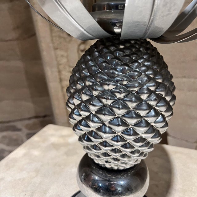 Wood 1970s Hollywood Regency Pineapple Table Lamp For Sale - Image 7 of 9