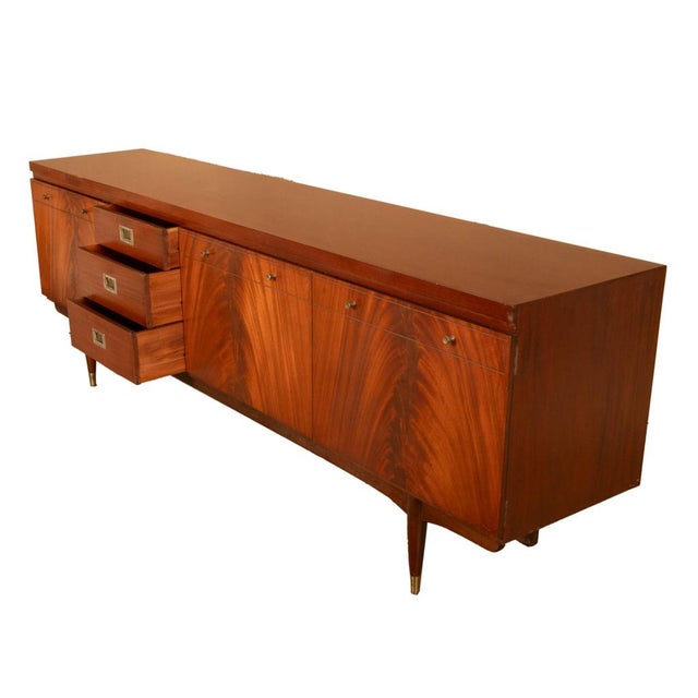 Mid Century Modern Danish Style Teak Mahogany Long Credenza Fully Restored 1966 For Sale - Image 12 of 18