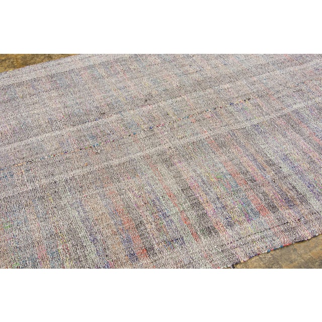 Rug & Kilim Vintage Chaput Kilim Wool Rug With Textural Stripes by Rug & Kilim, 1950-1959 For Sale - Image 4 of 8