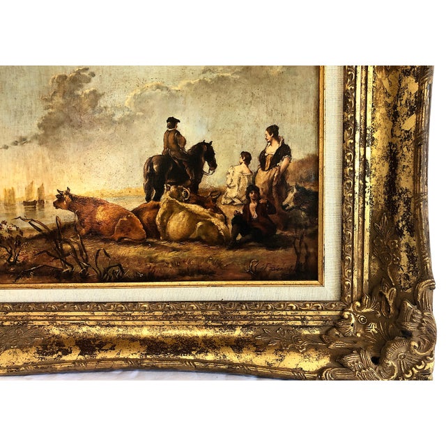 Dutch Landscape With Peasants and Cattle, After Aelbert Cuyp For Sale In San Francisco - Image 6 of 8