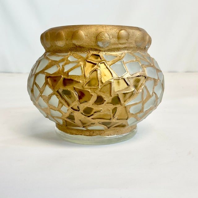1980s 1980s Vintage Boho Chic Neiman Marcus Mexican Mosaic Glass Candle Holder. For Sale - Image 5 of 7