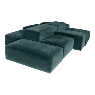 Modern Custom Emerald Velvet Modular Sectional Sofa For Sale
