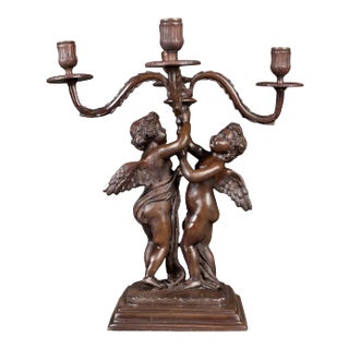 1960s Victorian Revival Bronze Four Branch Girandole Candelabra For Sale