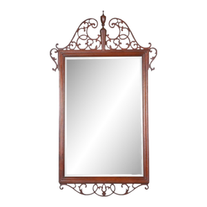 1980s Baker Furniture Georgian Chippendale Carved Mahogany Wall Mirror