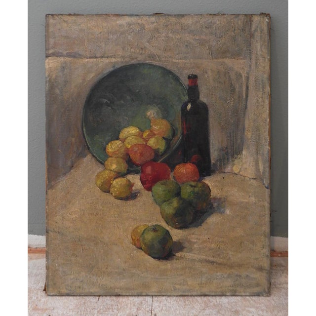 Mid 20th Century Impressionist Wine and Fruit Still Life Painting For Sale - Image 11 of 12