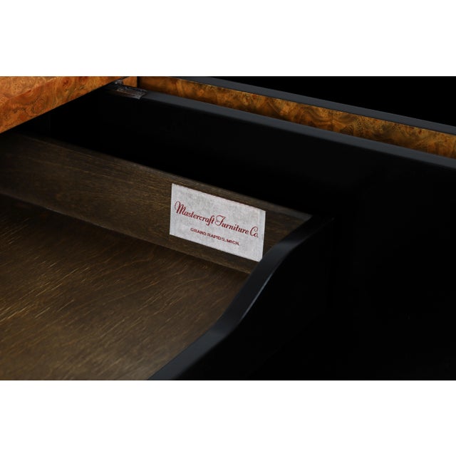 1970s Vintage Burl Wood and Brass Credenza by Mastercraft For Sale - Image 5 of 13