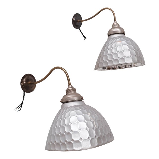 Mercury Glass Wall Lights, 1930s, Set of 2 For Sale