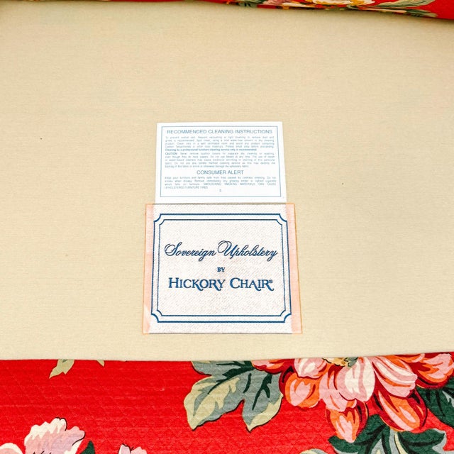 Late 20th Century Hickory Chair Sovereign Collection Red Floral Swivel Chairs - A Pair For Sale - Image 10 of 11