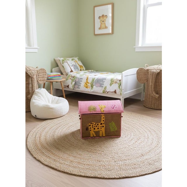 Whimsical Handcrafted Raffia Giraffe Toy Box For Sale - Image 9 of 9