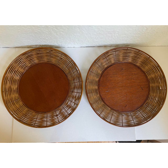 Vintage Wicker and Wood Chargers a Pair Chairish