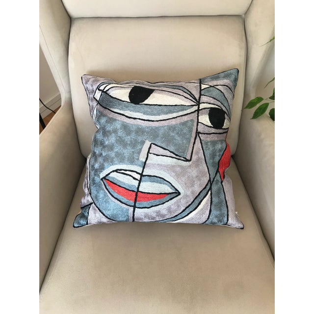 Silk Handmade Picacco-Style Decorative Pillow Cover For Sale - Image 10 of 12