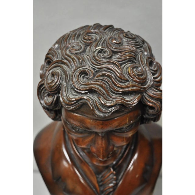 Late 20th Century Classical Maitland Smith Style Carved Mahogany Wood Bust on Alabaster - A Pair For Sale - Image 9 of 15