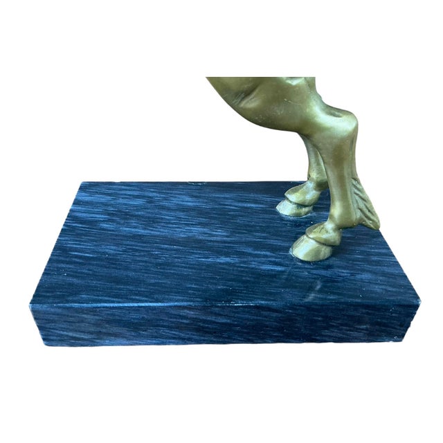 Vintage Solid and Heavy Brass Unicorn Statue on Marble Base For Sale In New York - Image 6 of 12