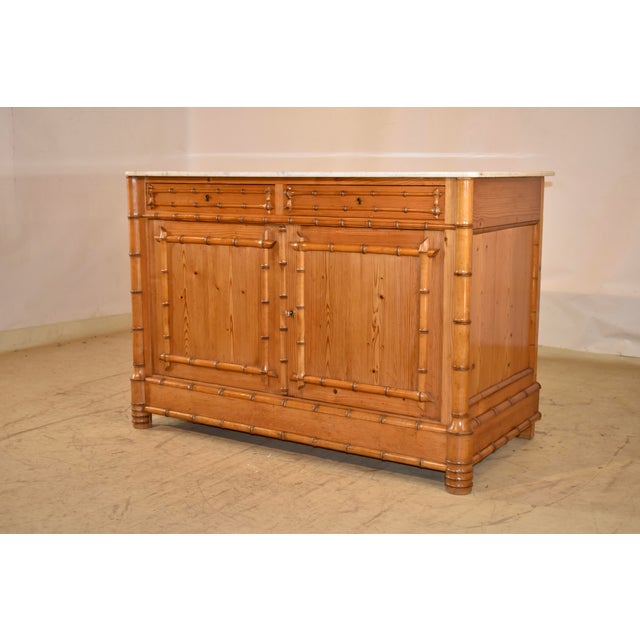 19th Century Faux Bamboo Buffet With Marble Top For Sale - Image 4 of 10