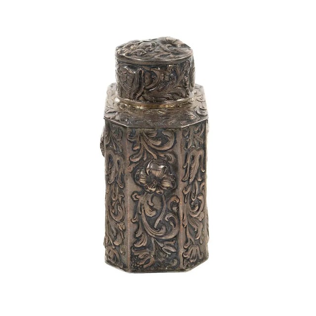 Traditional 19th Century Antique Silver Repousse Tea Caddy For Sale - Image 3 of 9