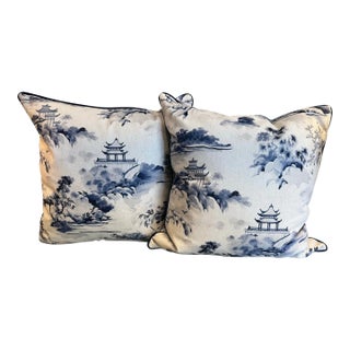 Chinoiserie Pagoda Pillows, Pair For Sale