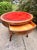 Traditional Vintage Regency Style Mahogany Red Leather Top Drum Table Carved Base For Sale - Image 3 of 9