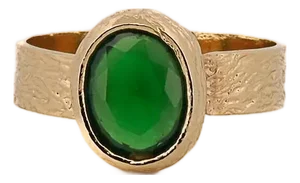 Cleopatra Gold & Green Jade Stone Adjustable Ring, Size 5
