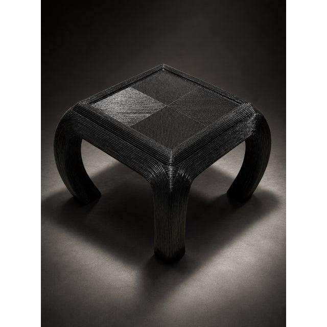 Loom Arc Ribbed Sculptural Black Accent Table For Sale - Image 4 of 5