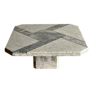 1970s Vintage Italian White Marble Coffee Table For Sale