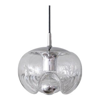 German Clear Glass Hanging Light, 1970 For Sale